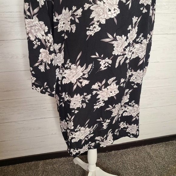 Vintage Boho Floral Black White Kimono, Summer Beach Robe Cover, One Size - Picture 8 of 12